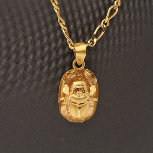 Egyptian scarab pendant chain necklace in gold 58 Facettes E360982A