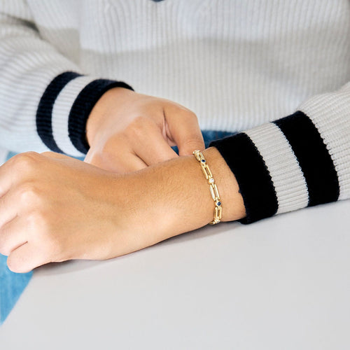 Bracelet Bracelet en or jaune, diamants et saphirs 58 Facettes LP1236/17