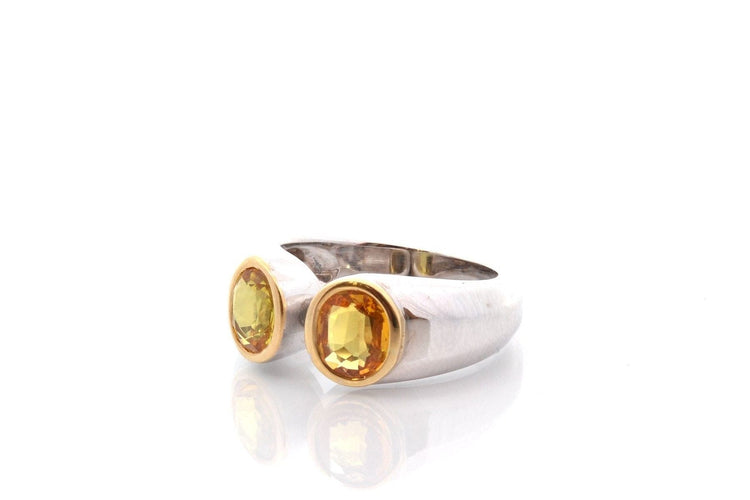 Bague 49 Bague d'occasion saphirs jaunes en or 18k 58 Facettes 27400