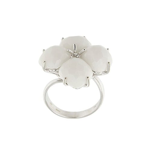 Bague fleurie en onyx blanc