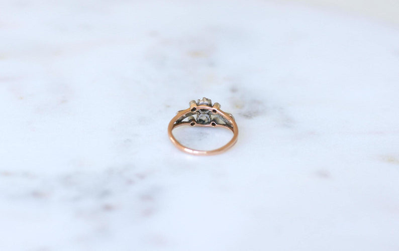 Bague 51 Bague Toi et Moi Diamants Or Rose Platine 58 Facettes