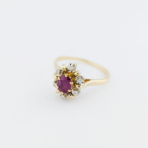 Bague 54 Bague Marguerite Or Jaune diamants et rubis 58 Facettes 32293
