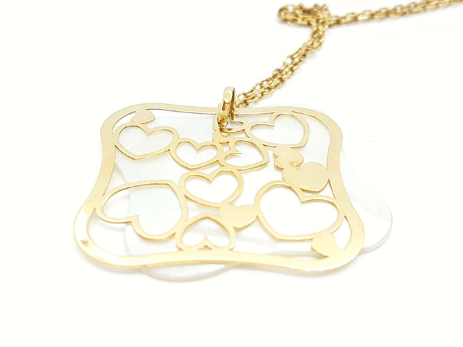 Collier Chaîne + pendentif Or jaune Nacre