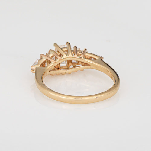 Bague 54 Alliance anniversaire vintage en or jaune 14 carats avec 5 diamants de 1,40 ct 58 Facettes G14065