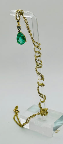 Collar y Colgante en Oro Amarillo con Esmeralda y Diamante 58 Facettes 50311