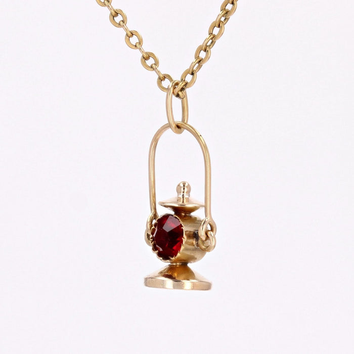 Pendentif Breloque or jaune lanterne pierre rouge 58 Facettes CVP156