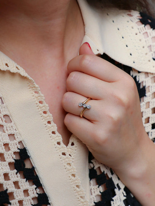 Bague 52 Bague toi et moi or jaune diamants 58 Facettes J608