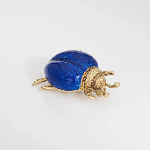 Vintage Ladybug Brooch Blue Enamel Yellow Gold 58 Facettes G8607