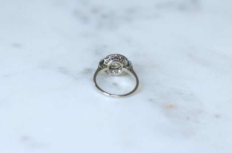 Bague 54 Bague Cible Art Déco Diamants 0,75 Ct sur Or blanc et Platine 58 Facettes