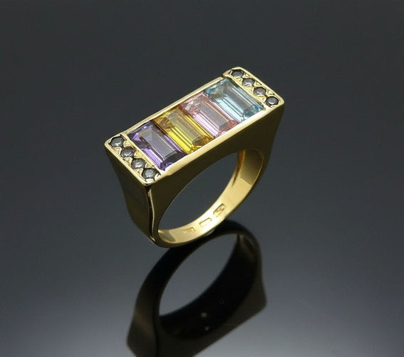 Bague Bague Premier avec pierres multicolores 58 Facettes