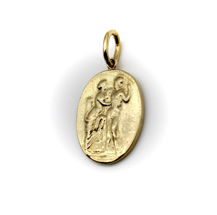 Pendentif Médaillon de Vénus et Mars de renaissance classique de signature d'or 58 Facettes