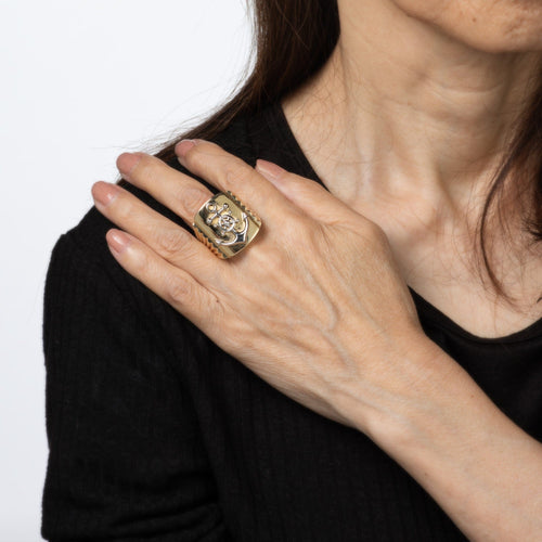 Bague Bague vintage ancre, taille 12,5, or jaune 14 carats, motif gouvernail de navire, bijou nautique pour homme 58 Facettes G14082