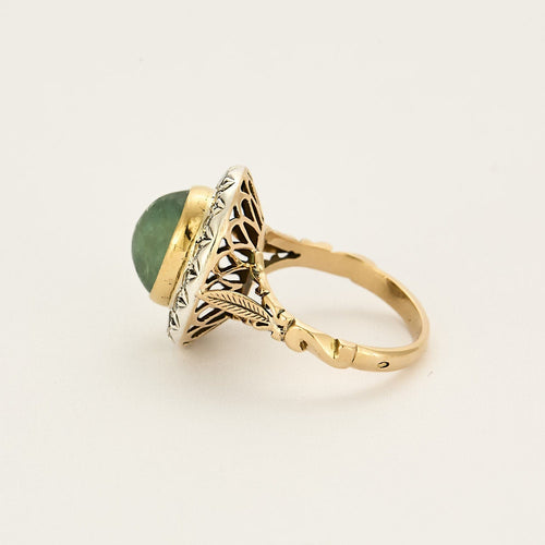 Bague 56 Bague pompadour en or jaune, émeraude et diamants 58 Facettes MB1