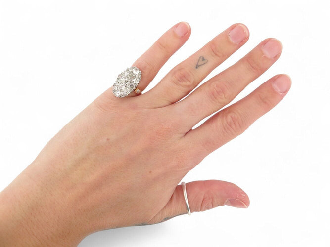 Bague 48 bague marquise navette 17 diamants 3.4ct t48 or rose 18k & platine 7.8 gr 58 Facettes 270710