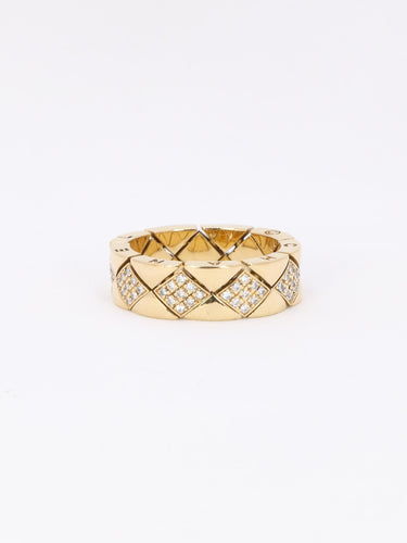 Bague 59 CHANEL Bague "Matelassé" vintage or jaune diamants 58 Facettes 1107.4