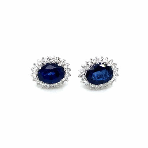 Boucles d'oreilles Vintage Sapphire Diamond Gold Cluster Stud Earrings 58 Facettes