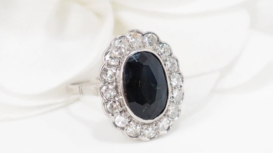 Bague 58 Bague Pompadour en platine saphir et diamants 58 Facettes 32635