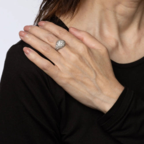 Bague 52 Bague de fiançailles Art déco vintage en platine 5,25 avec diamant 1 carat et bijoux de mariée raffinés 58 Facettes G13459