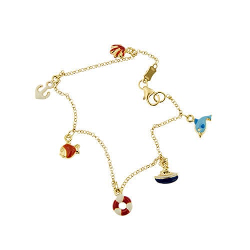 Bracelet Bracelet or jaune avec breloques en émail 58 Facettes 34594