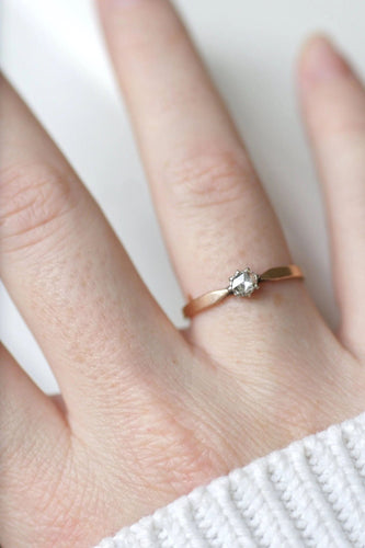 Bague 58.5 Solitaire diamant sur or rose et argent 58 Facettes