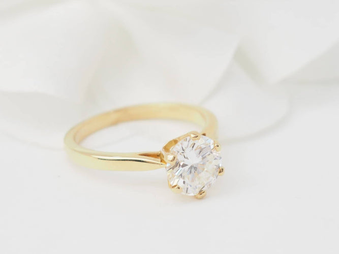 Bague 54 Bague solitaire en or jaune et diamant 1.59ct 58 Facettes 32058