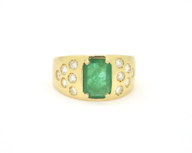 Bague Anello in oro giallo con smeraldo e diamanti 58 Facettes