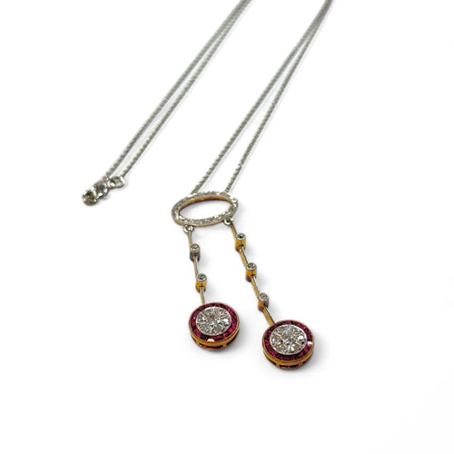 Collier Collier négligé deux ors, diamants et rubis 58 Facettes REF24087-250