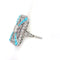 Bague 55 Platinum Art Déco Style Diamond Turquoise Ring 58 Facettes