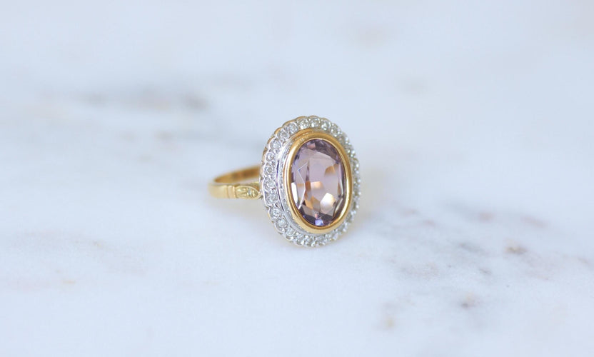 Bague 56 Bague Style Art Déco Améthyste et Diamants 58 Facettes