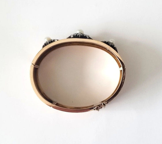 Bracelet Bracelet ancien or rose, perles et diamants anciens 58 Facettes