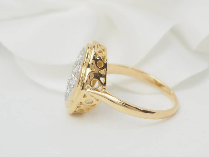 Bague 53 Bague vintage en or jaune et diamants 58 Facettes 33224