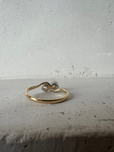 Bague 57 Ancienne bague Toi et Moi deux ors et diamants 58 Facettes