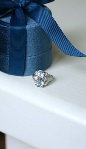 Bague Bague dôme Art Deco aigue-marine et diamant 58 Facettes