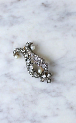Broche Broche ancienne diamants et perles 58 Facettes
