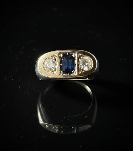 Bague Bague en saphir et diamants. Début des années 1900. 58 Facettes