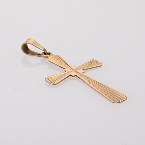 Pendentif Croix en or rose strié 58 Facettes CVP131