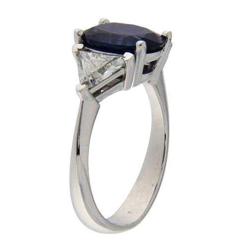 Bague Bague en or blanc avec saphir de 3,40 ct et diamants taille trilliant 58 Facettes G3684
