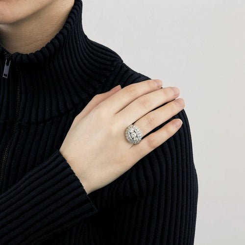 Bague 55 BAGUE "DOME" OR BLANC ET DIAMANTS 58 Facettes BO/230063/