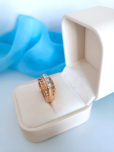 Bague 52.5 Bague Vintage (1940-1950) diamants or rose et or blanc 18K 58 Facettes 1762