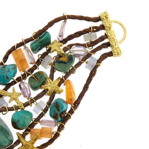 Bracelet Bracelet Or jaune Turquoise Améthyste Cornaline 58 Facettes 35278