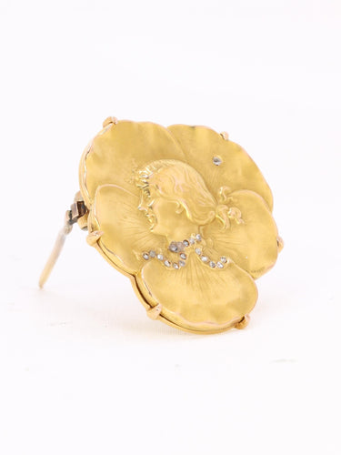 Broche Auguste VAUDET - Broche Art Nouveau femme or jaune et diamants 58 Facettes 1136.4