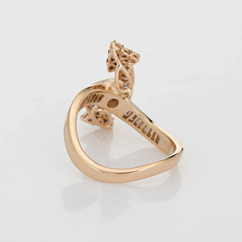 Bague 52.5 Bague de contournement de flèche de diamant vintage en or jaune 14 carats 58 Facettes G12644