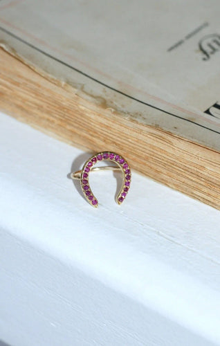 Bague Bague ancienne fer à cheval or et rubis 58 Facettes