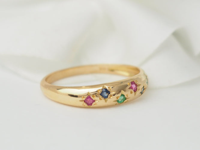 Bague 56 Bague jonc en or rose et pierres précieuses 58 Facettes 33471