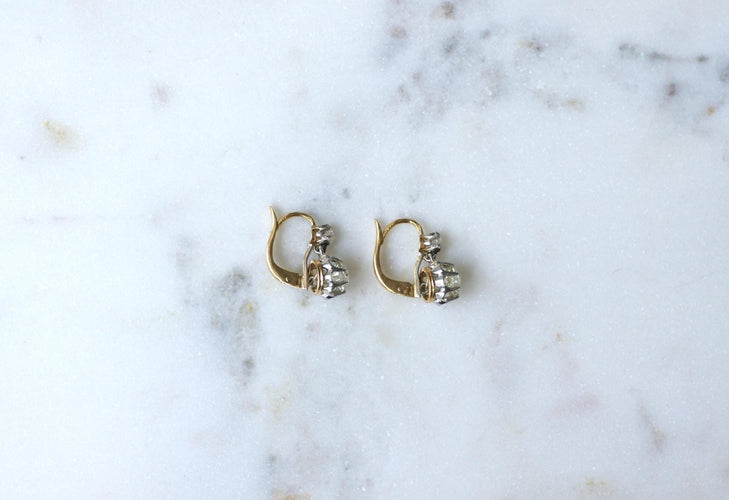 Boucles d'oreilles Boucles d'Oreilles Dormeuses Anciennes Diamants 2,15 Cts 58 Facettes