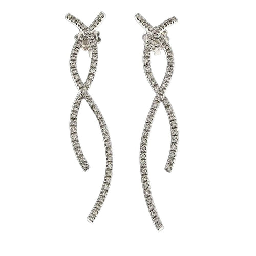 Boucles d'oreilles en or blanc, diamants naturels