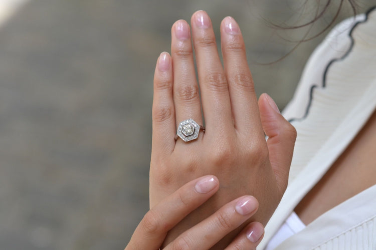 Bague 55 Bague diamants en platine 58 Facettes 26864-26982