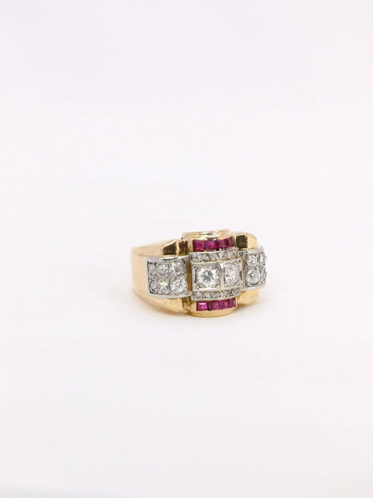 Bague 56 Bague tank diamants rubis calibrés 58 Facettes 1039.6