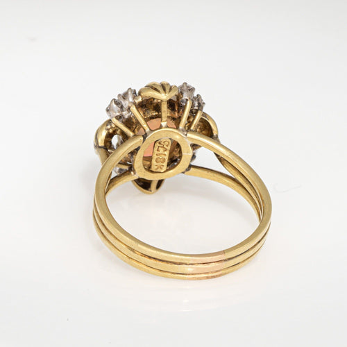 Bague Bague vintage en or jaune 18 carats avec opale et diamants, style années 70, taille 7,25, bijou de cocktail 58 Facettes G13863