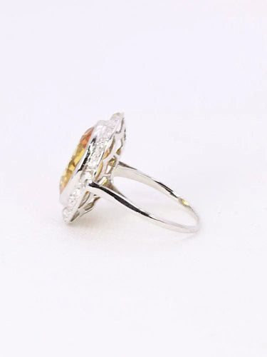 Bague 51 Bague cocktail or blanc citrine 5 carats diamants 58 Facettes J416